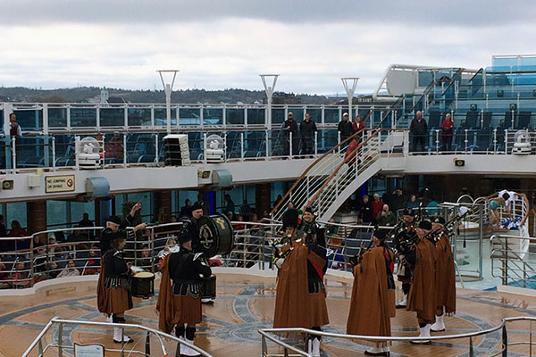 Kilted band performs on Regal Princess deck