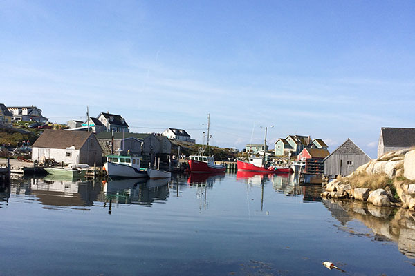 Boats harbored in Peggy's Cove