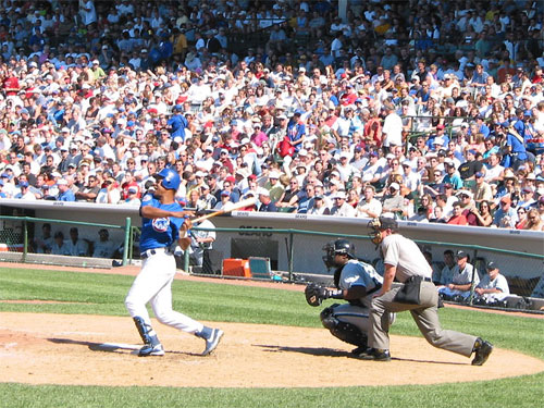 Batter swings at Wrigley Field