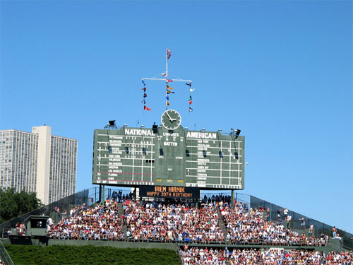 Scoreboard at Wrigley Field