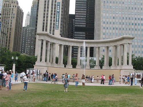 Crowd of people in Millennium Park