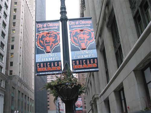 Bears decorations on street pole