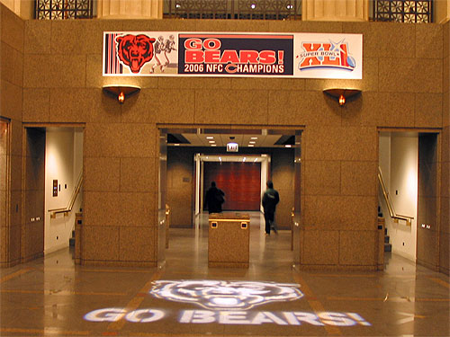 Bears decorations at Federal Reserve Bank of Chicago