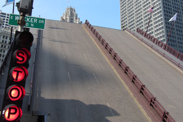 Michigan Avenue Bridge with Stop Light