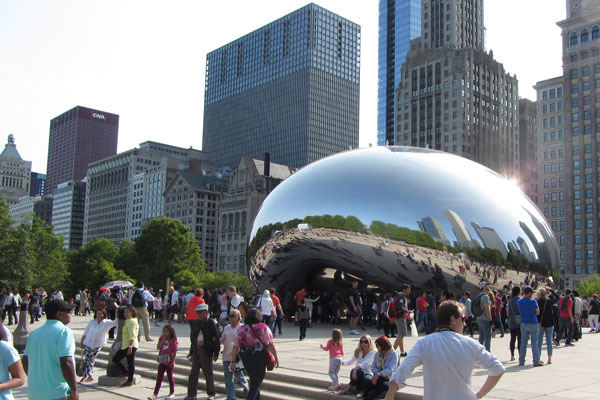 Millennium Park Cloud Gate in the Summer