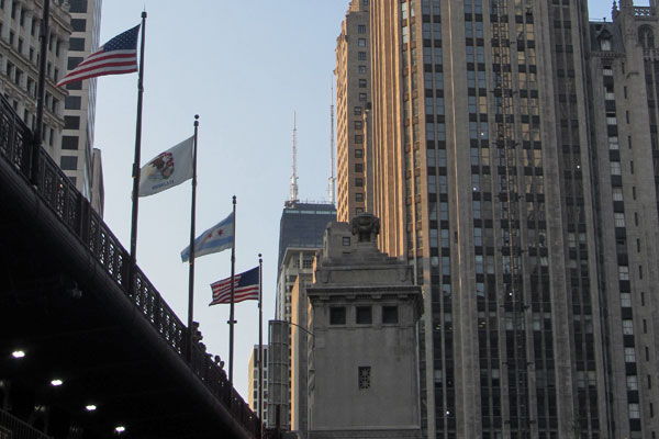 Looking North on Michigan Avenue on the Riverwalk