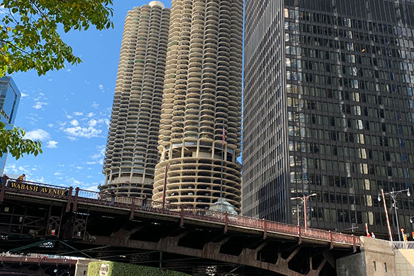 Marina City from river