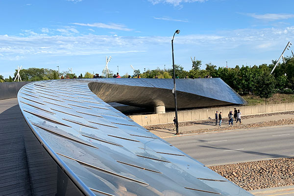 Bridge over road in millennium Park