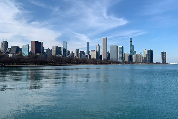 Skyline picture with Lake Michigan in front