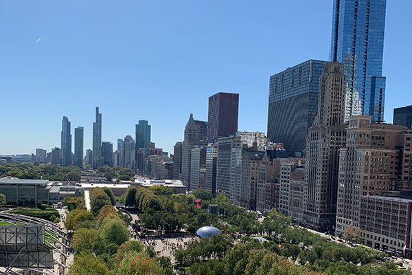 View of Millennium Park from Prudential Plaza