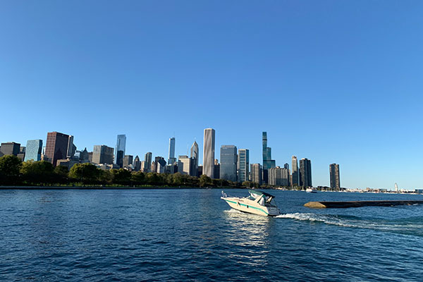 Boat on Lake Michigan