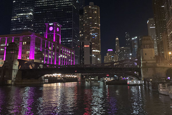 Looking East on River Walk at dusk