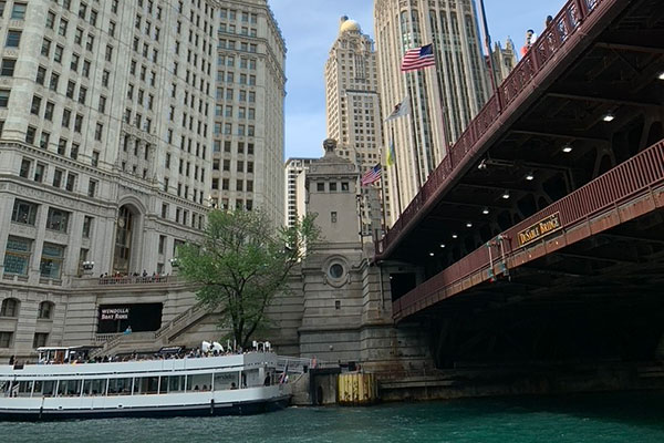 Michigan Avenue Bridge looking North from the Riverwalk