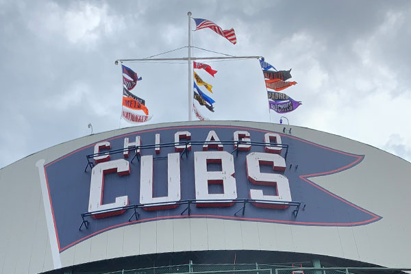 Back Wrigley Field scoreboard