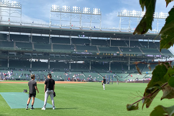 View from outfield Wrigley Field