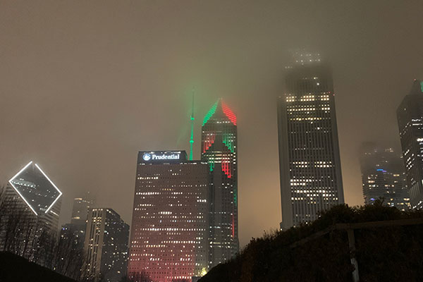 skyline in fog