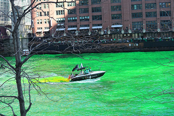 Dye coming out the back of a boat