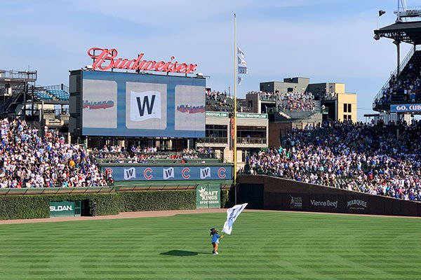 Clark with W flag on Wrigley Field