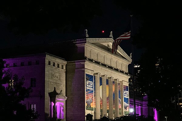 Field Museum entrance at night