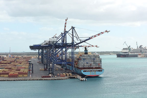 Freight ship being unloaded