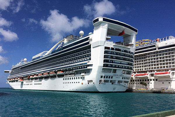 Back of two ships in Nassau, Bahamas