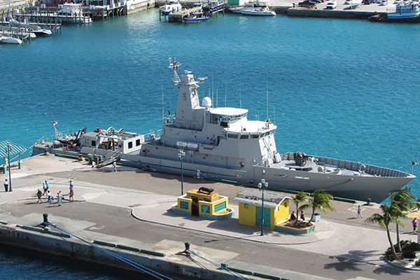 Small ship docked in Nassau, Bahamas