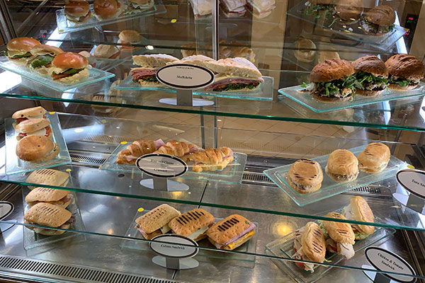 Sandwiches in display case