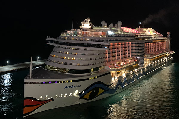 Aida Perla leaving port on November 4