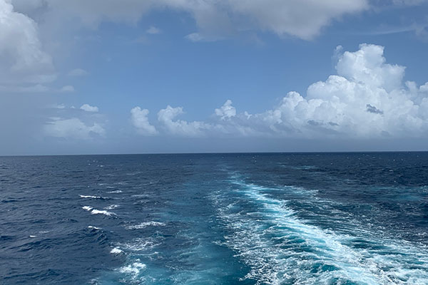 View from behind the boat on Wednesday afternoon