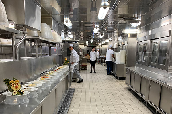 Galley Tour with people working in the background