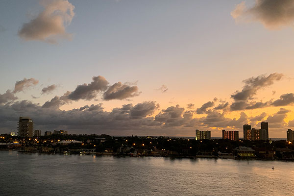 Sunrise from Port on last morning of the cruise