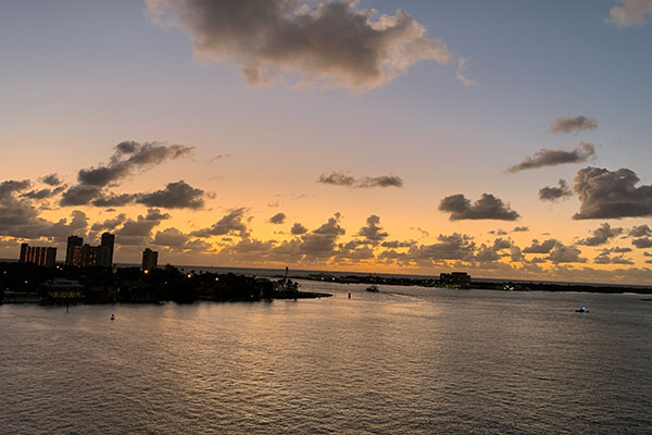 Sun rise on last day of cruise