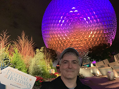 Pat in front of EPCOT's Planet Earth