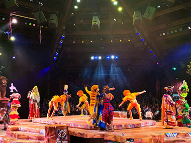 Singer sings during Lion King play