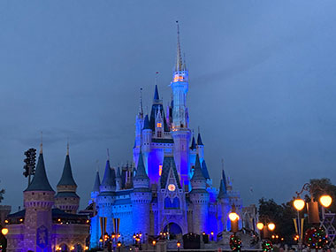 Castle at dusk in Magic Kingdom