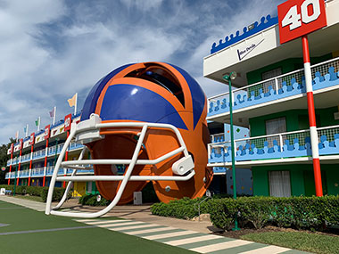 Large football helmet statue