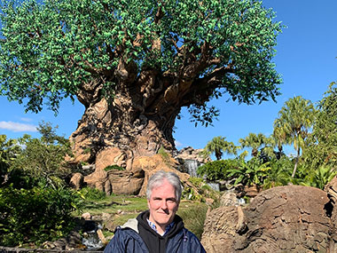 Pat in front of the Tree of Life at Animal Kingdom