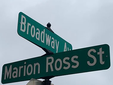 Marion Ross and Marion Ross street sign
