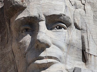 Mount Rushmore closeup of Abe Lincoln