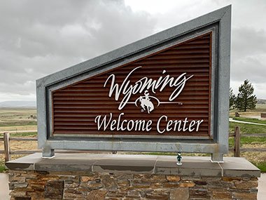 Wyoming welcome center sign