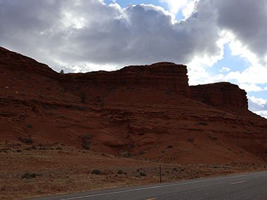 Red cliffs in the shade