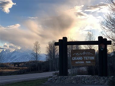 Grand Teton National Park entrance sign