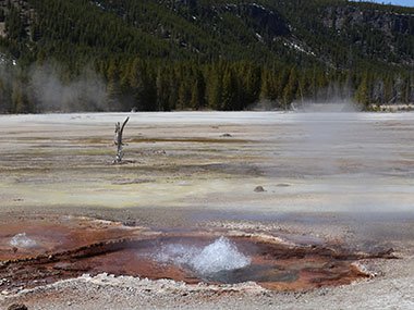 Water bubble over red water
