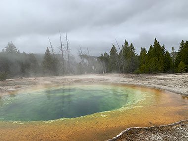 Steam rises over pool