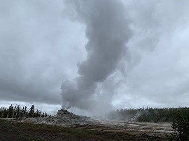 Yellowstone National Park Castle Geyser erupts
