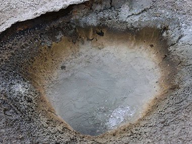 Yellowstone National Park geyser bubbles up