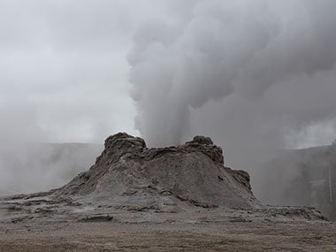 Yellowstone National Park geyser eruption