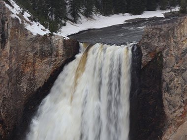 Yellowstone National Park Lower Falls pours over