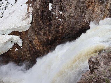 Close up view of Lower Falls flowing