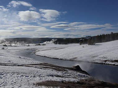 Stream through geyser basin in Yellowstone National Park